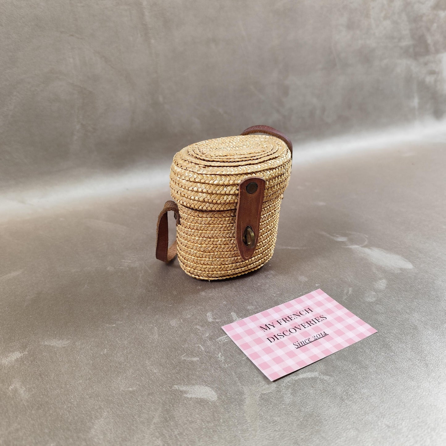 Verre de cure Plombières gradué Verre curiste ancien avec étui paille et cuir