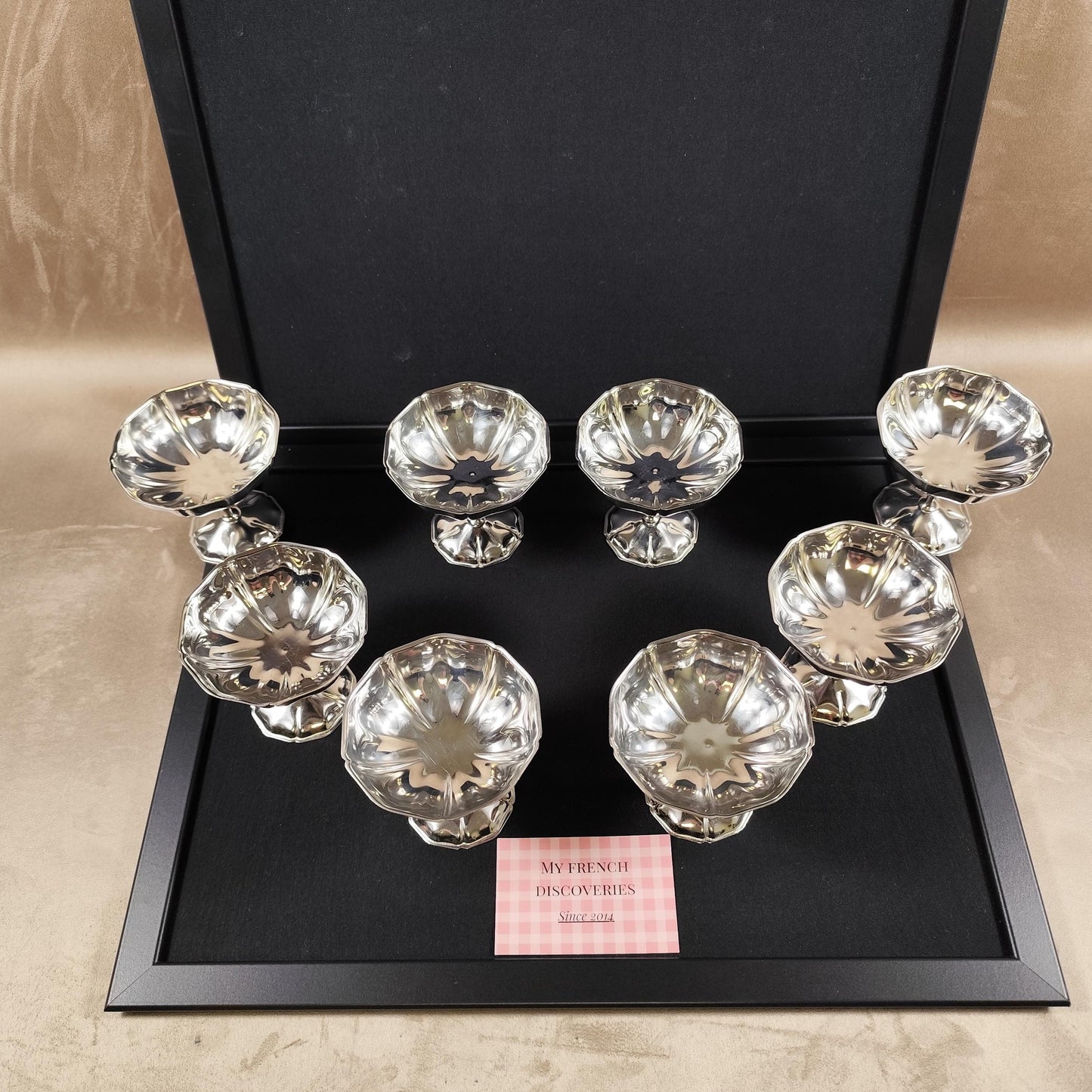 Ensemble de 8 coupes à glace vintage en inox  Coupes dessert sur pied