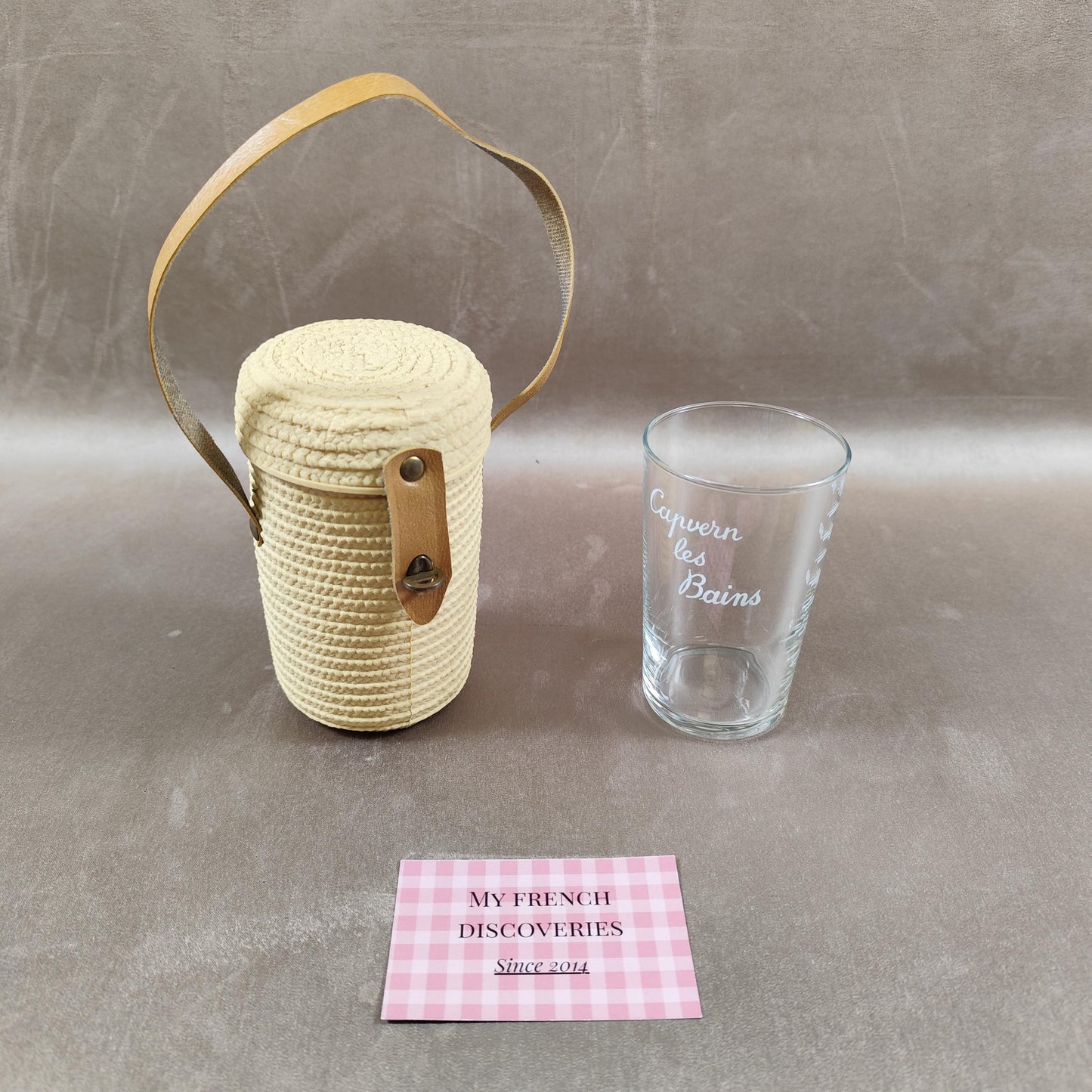 Verre de curiste Capvern les Bains avec étui Verre à cure gradué Vintage