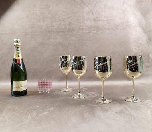 Lot de 4 flûtes à champagne Moët & Chandon Verres plastique doré Champagne