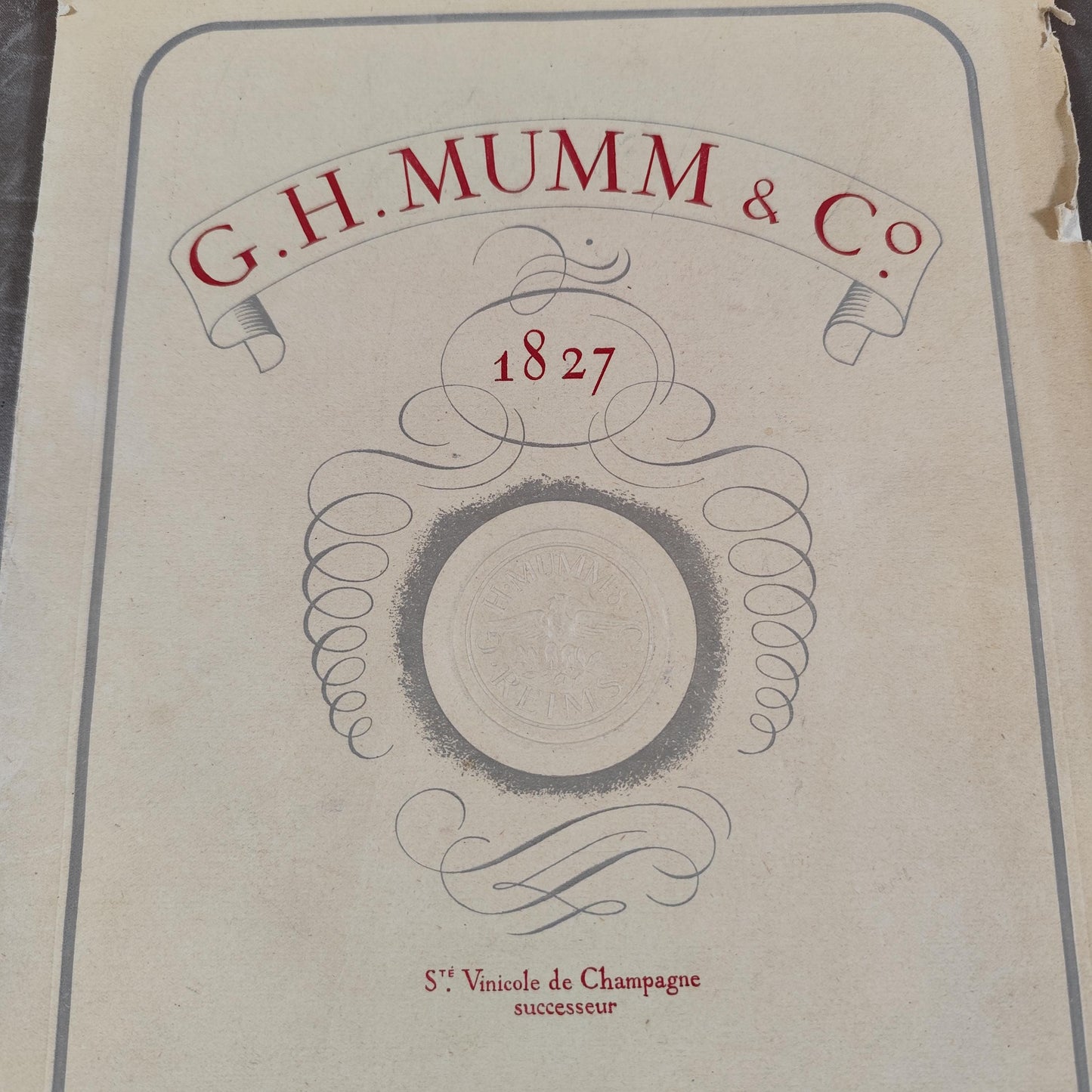 Catalogue ancien G.H. Mumm & Co 1827 Livre illustré Champagne Reims