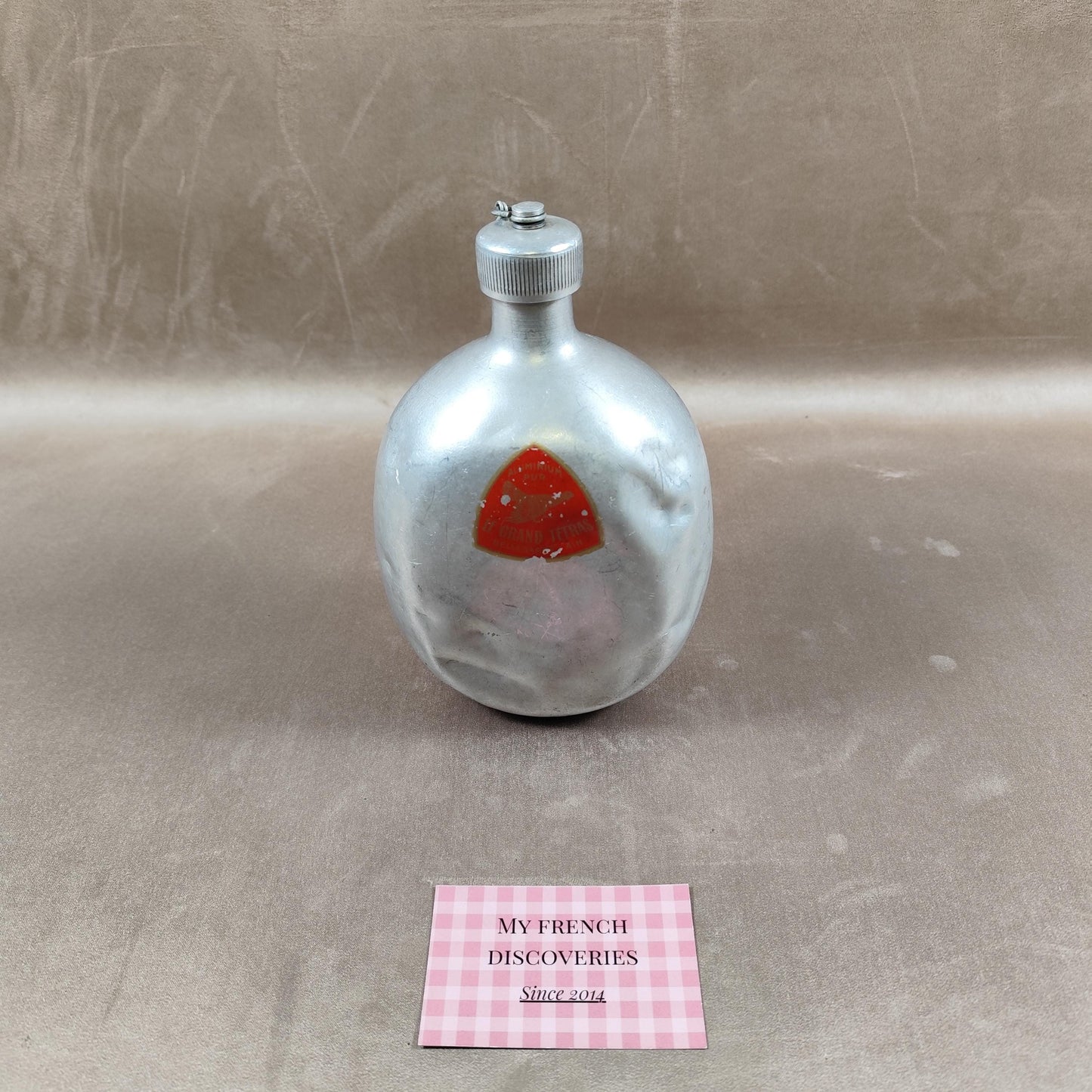 Gourde de randonnée vintage Le Grand Tétras en aluminium Bellegrade Ain Camping