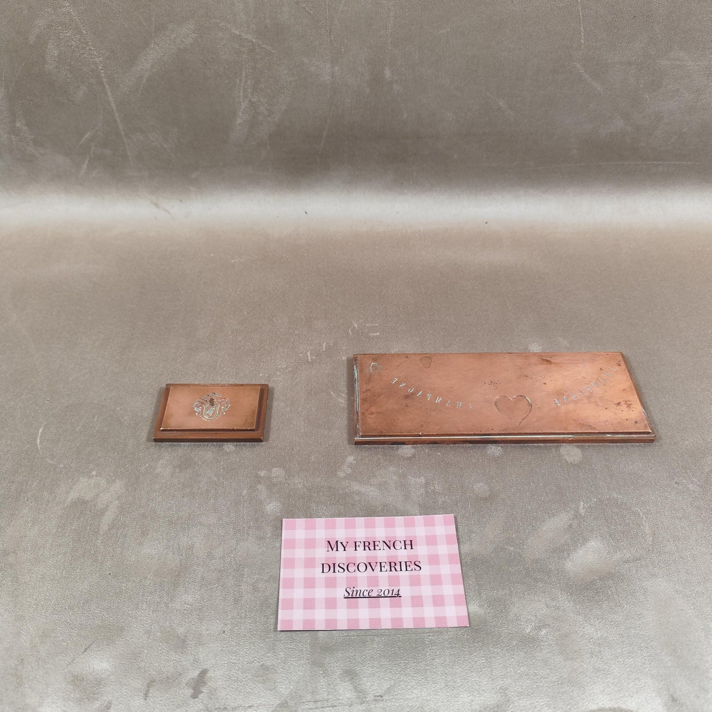 Matrices dimpression anciennes pour étiquettes de Champagne Plaques cuivre gravées
