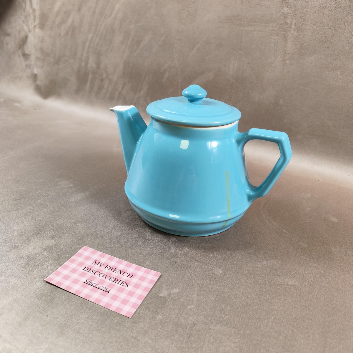 Théière vintage RIO turquoise  céramique émaillée design rétro