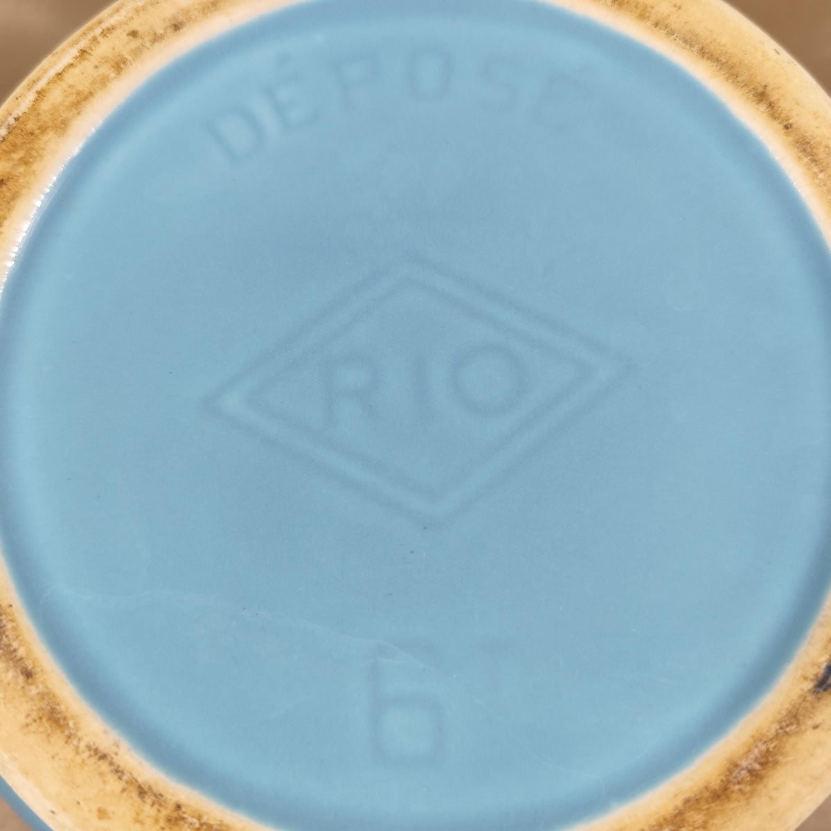 Théière vintage RIO turquoise  céramique émaillée design rétro
