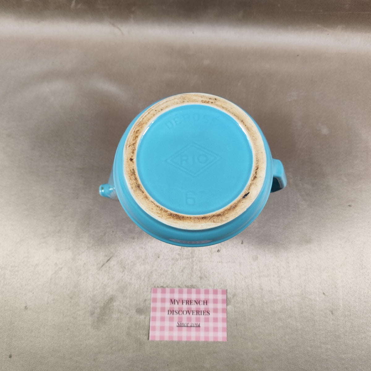 Théière vintage RIO turquoise  céramique émaillée design rétro