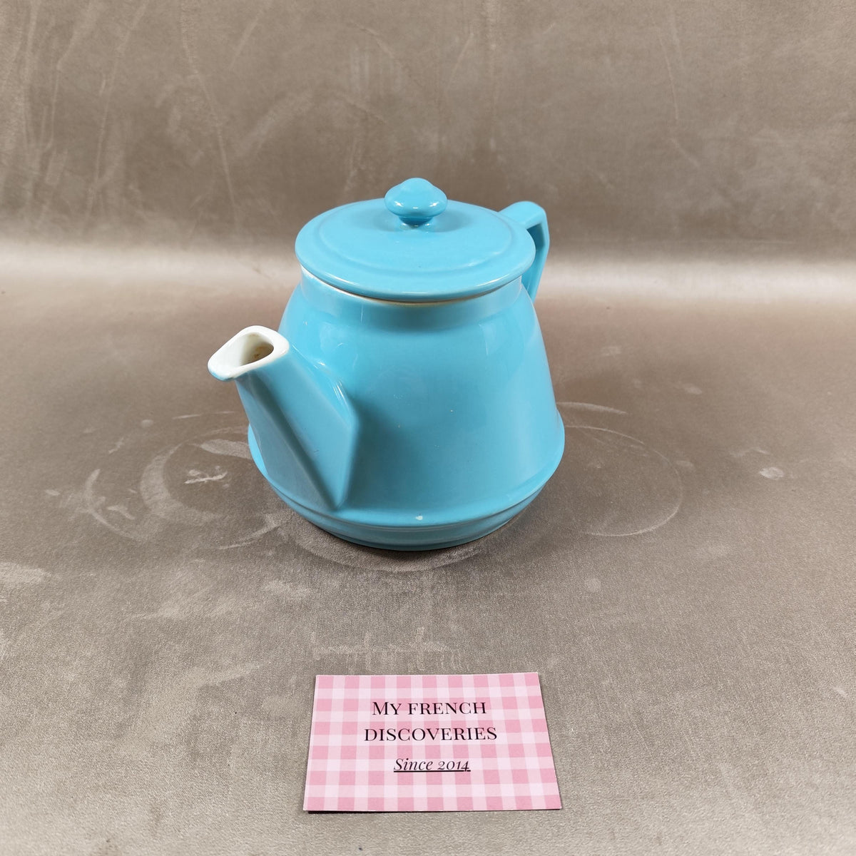 Théière vintage RIO turquoise  céramique émaillée design rétro