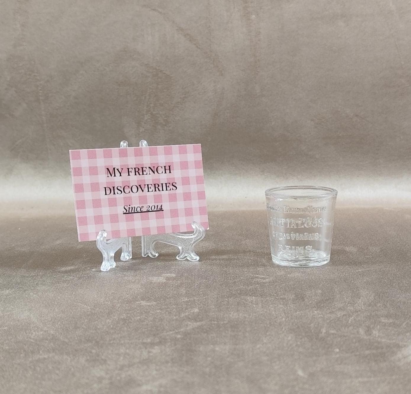 Petit verre publicitaire Antalgos Christianiens Reims Verre doseur ancien
