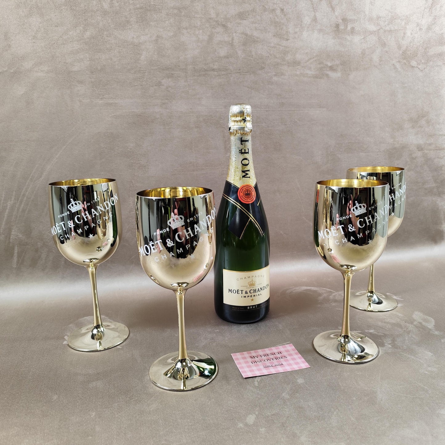 Lot de 4 flûtes à champagne Moët & Chandon Verres plastique doré Champagne