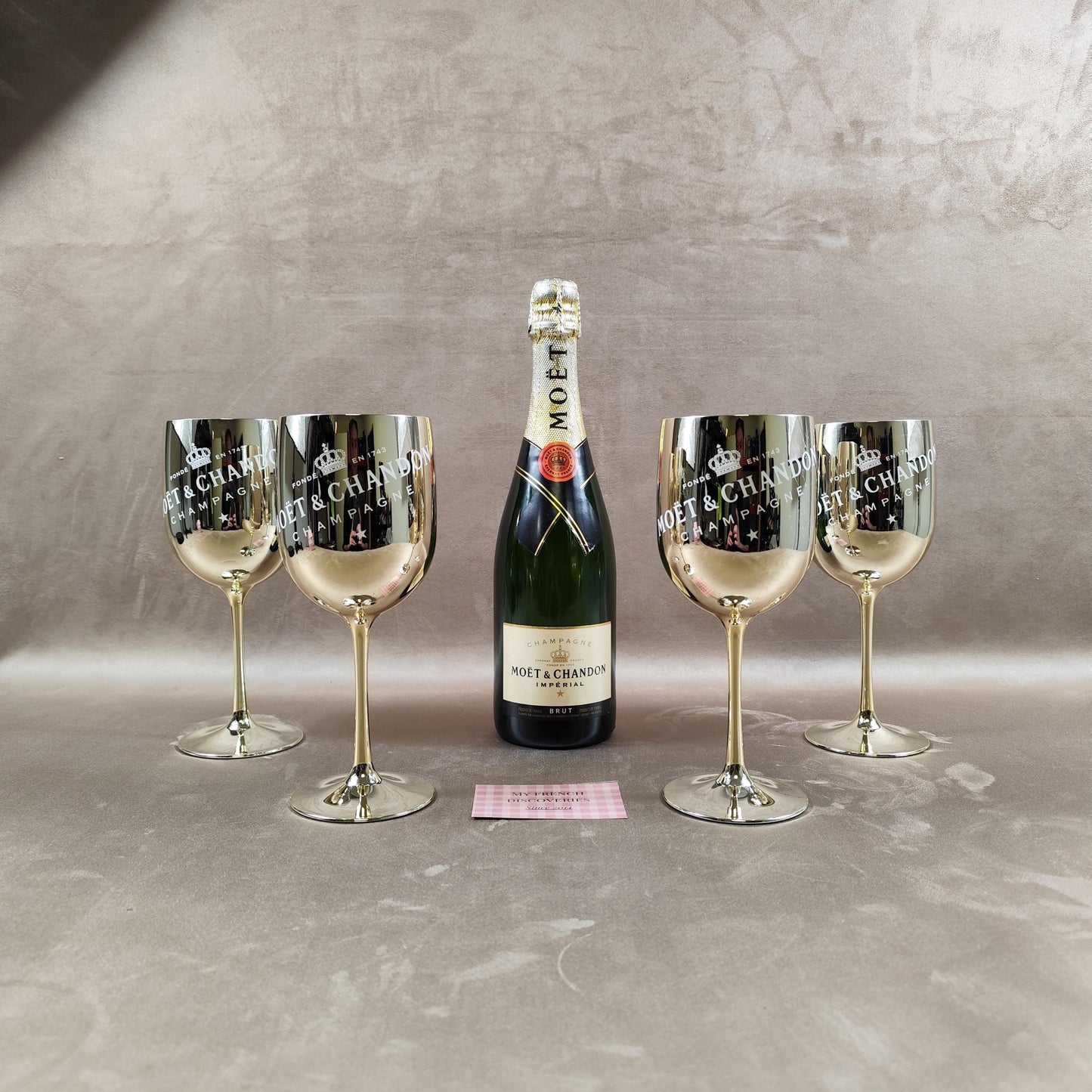 Lot de 4 flûtes à champagne Moët & Chandon Verres plastique doré Champagne