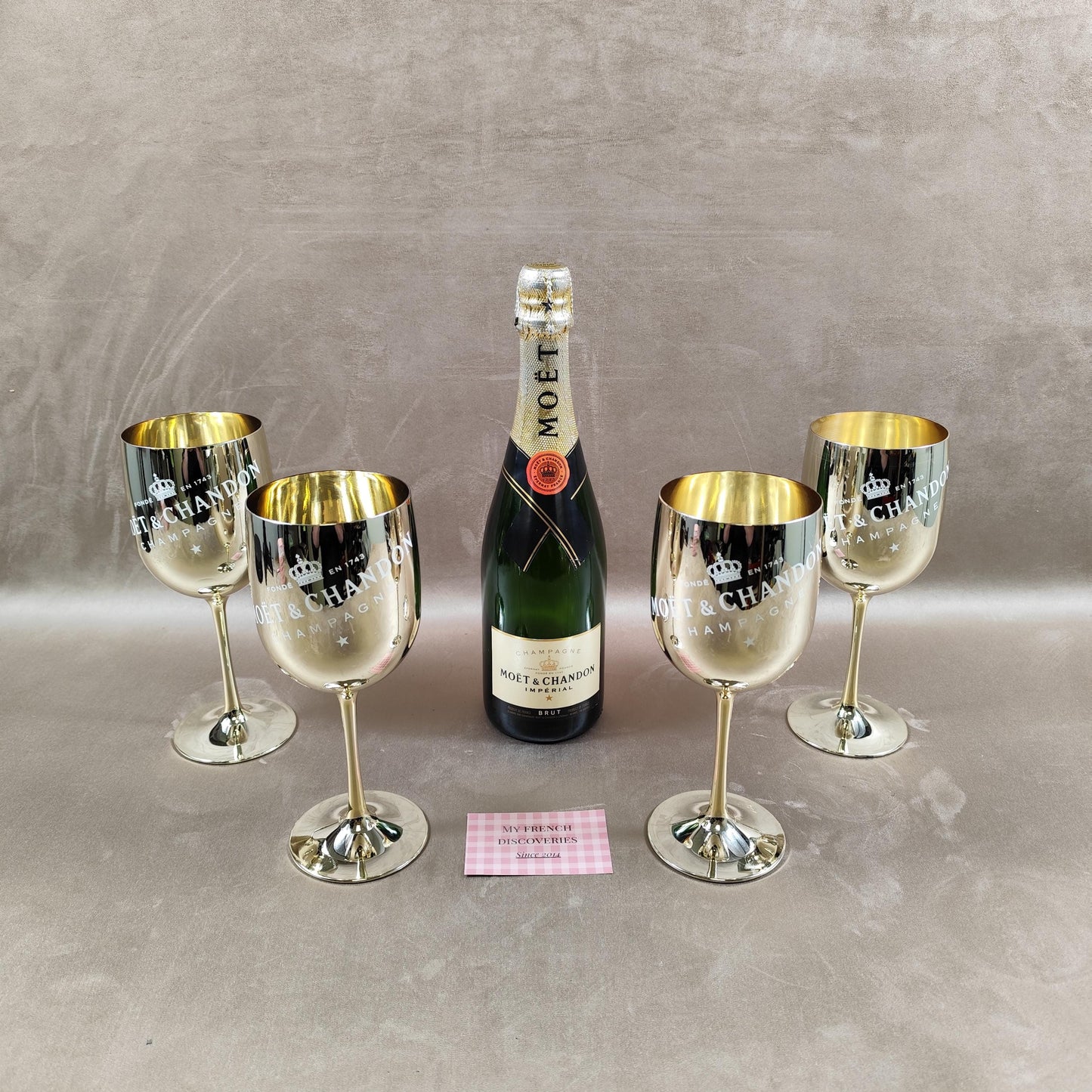 Lot de 4 flûtes à champagne Moët & Chandon Verres plastique doré Champagne