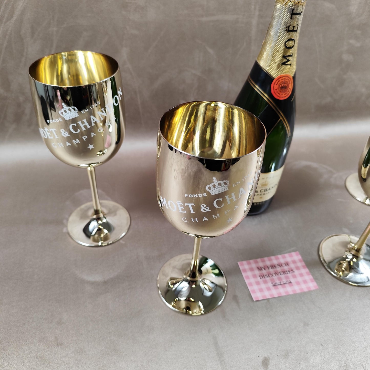 Lot de 4 flûtes à champagne Moët & Chandon Verres plastique doré Champagne