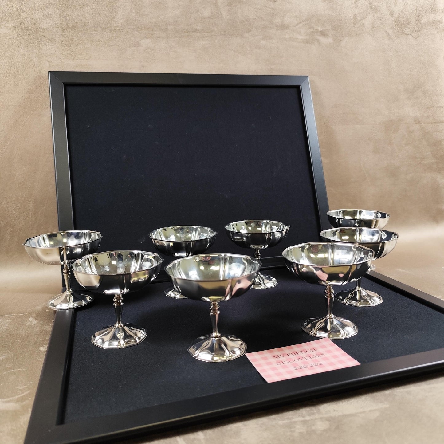 Ensemble de 8 coupes à glace vintage en inox  Coupes dessert sur pied