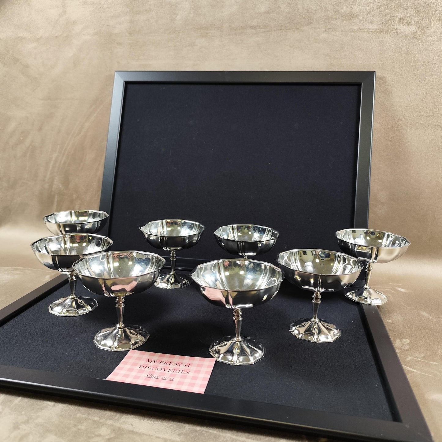 Ensemble de 8 coupes à glace vintage en inox  Coupes dessert sur pied