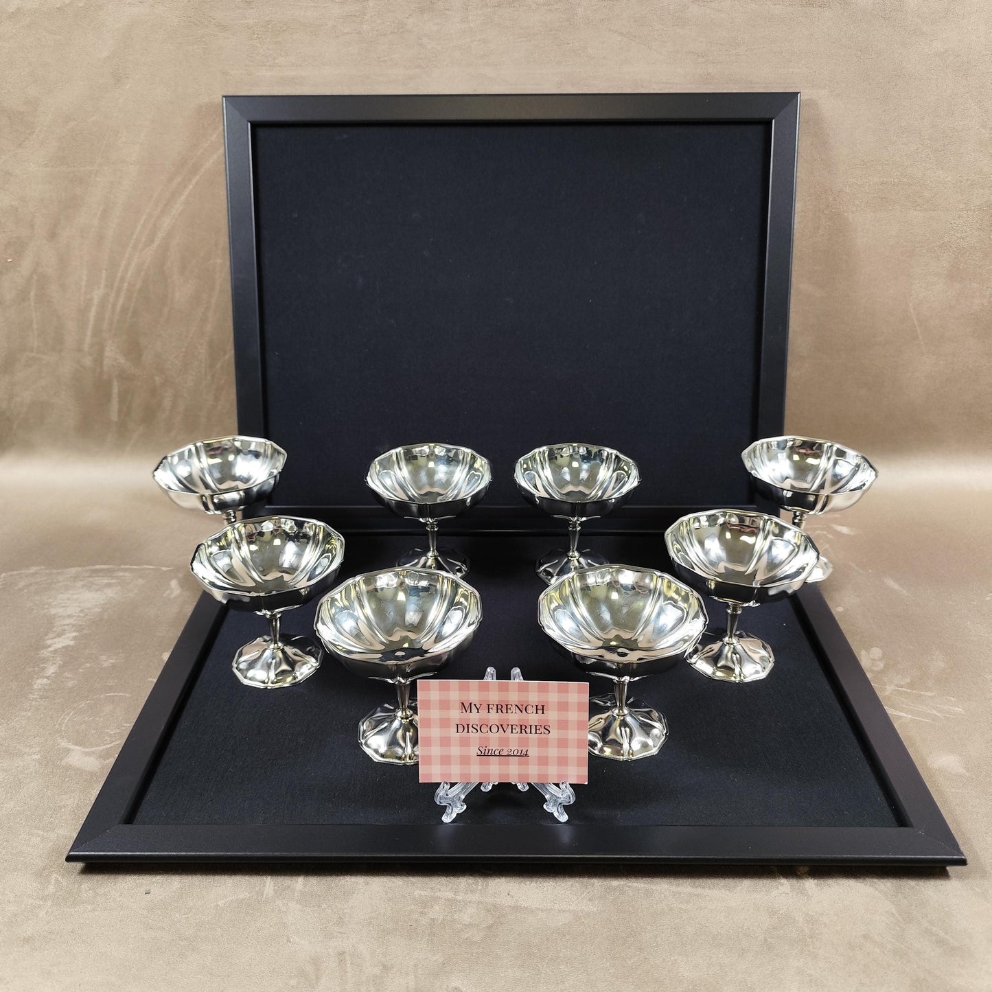 Ensemble de 8 coupes à glace vintage en inox  Coupes dessert sur pied