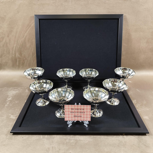 Ensemble de 8 coupes à glace vintage en inox  Coupes dessert sur pied