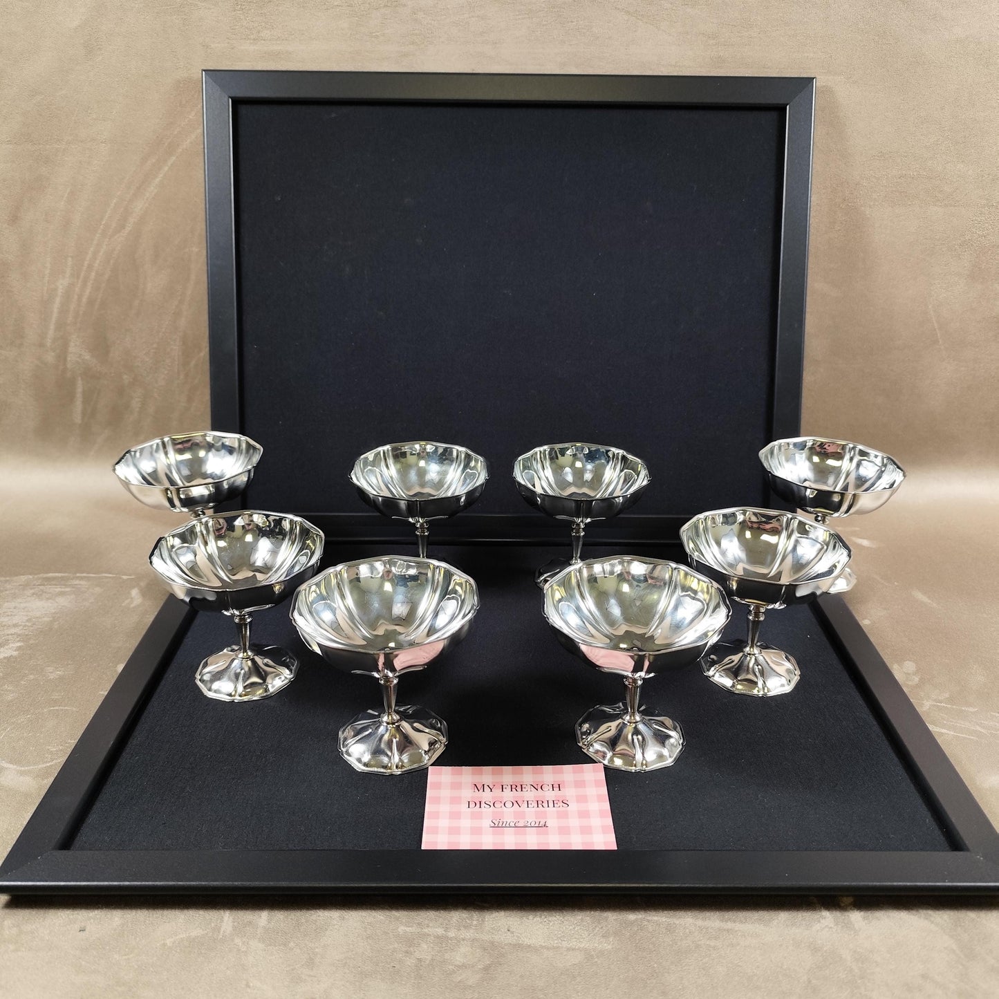 Ensemble de 8 coupes à glace vintage en inox  Coupes dessert sur pied