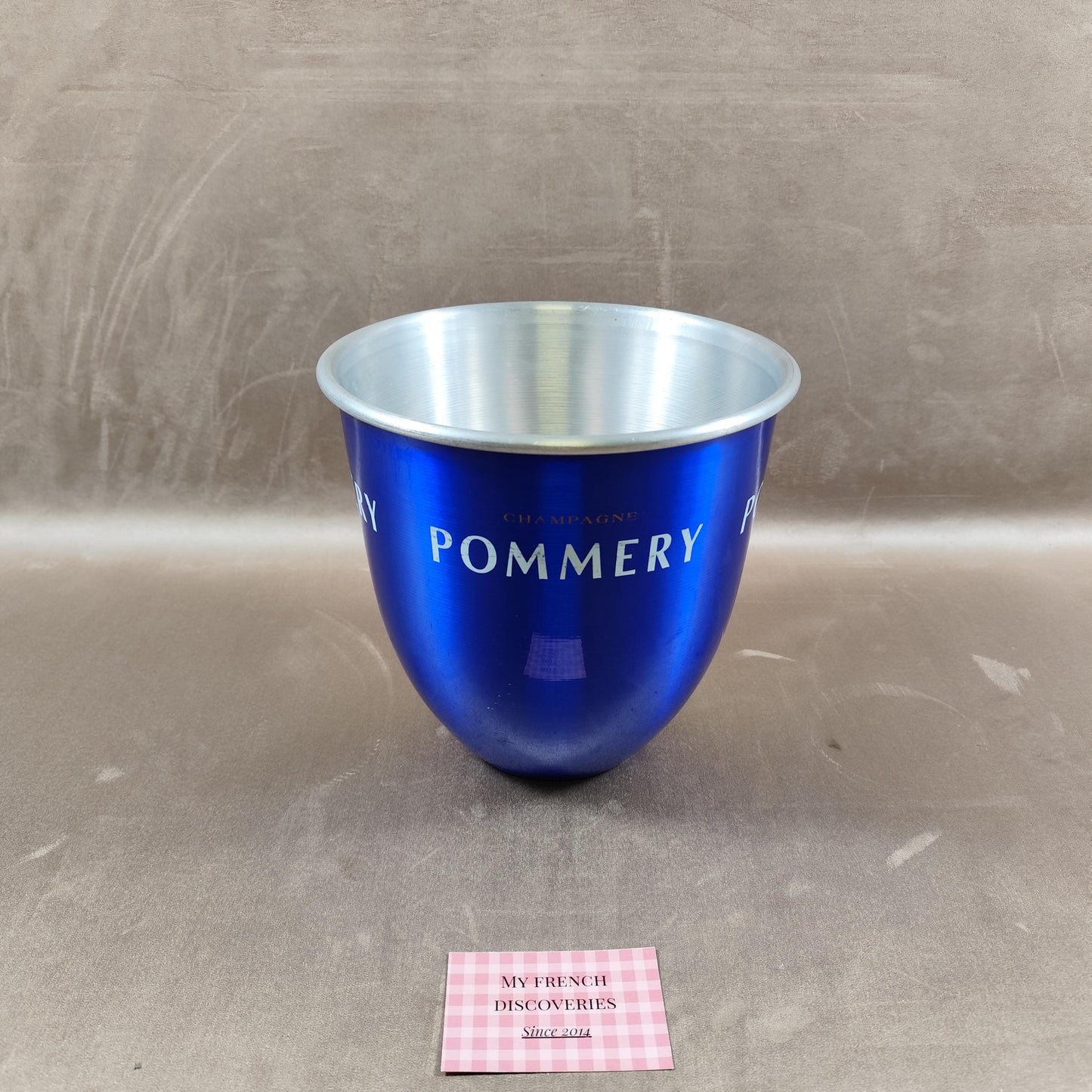 Seau à champagne Pommery bleu aluminium Rafraîchisseur bouteille Bar vintage