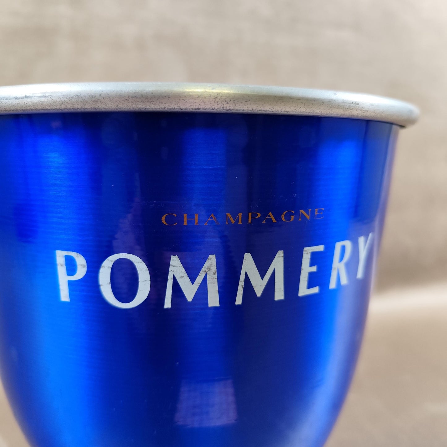 Seau à champagne Pommery bleu aluminium Rafraîchisseur bouteille Bar vintage