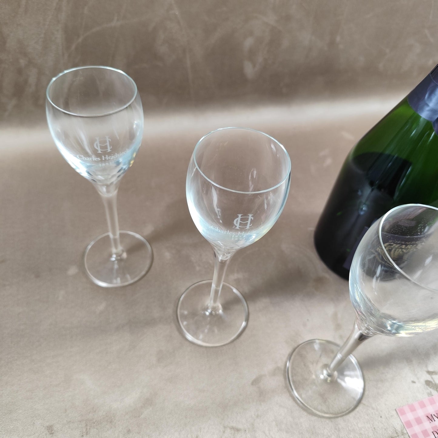 Lot de 6 flûtes à champagne Charles Heidsieck Verres sérigraphiés Bar