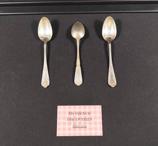 Lot de 3 petites cuillères en métal argenté Poinçon d'orfèvrerie France