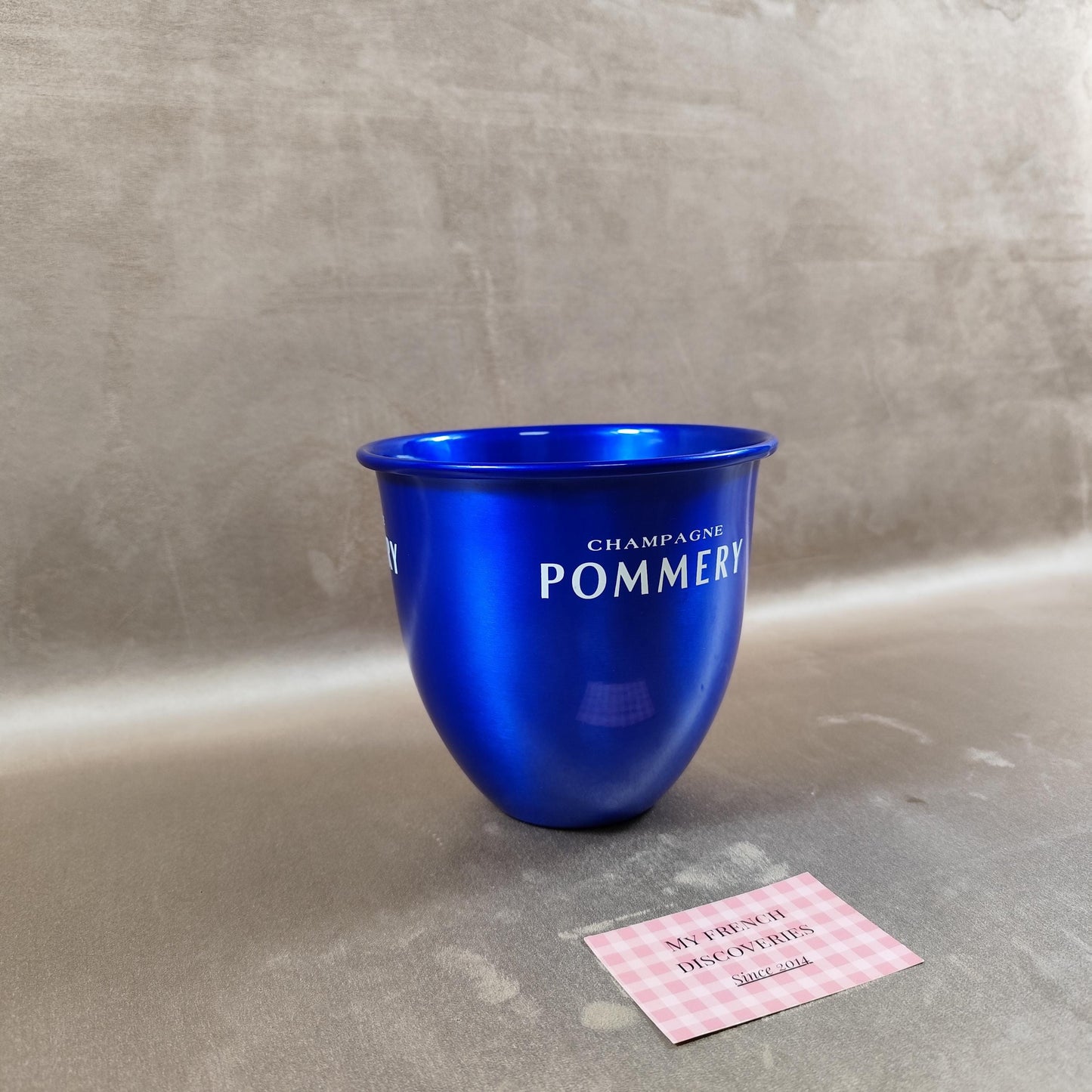 Seau à champagne Pommery bleu en aluminium Rafraîchisseur champagne