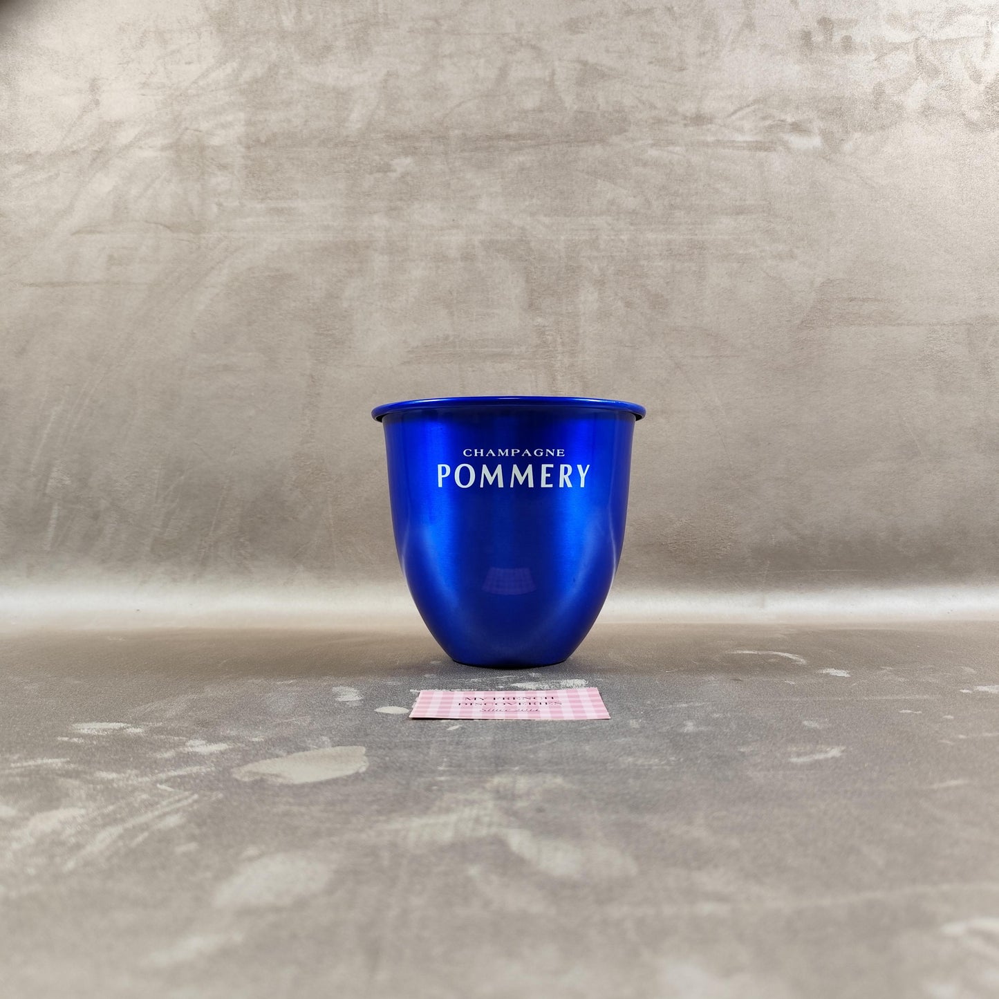 Seau à champagne Pommery bleu en aluminium Rafraîchisseur champagne
