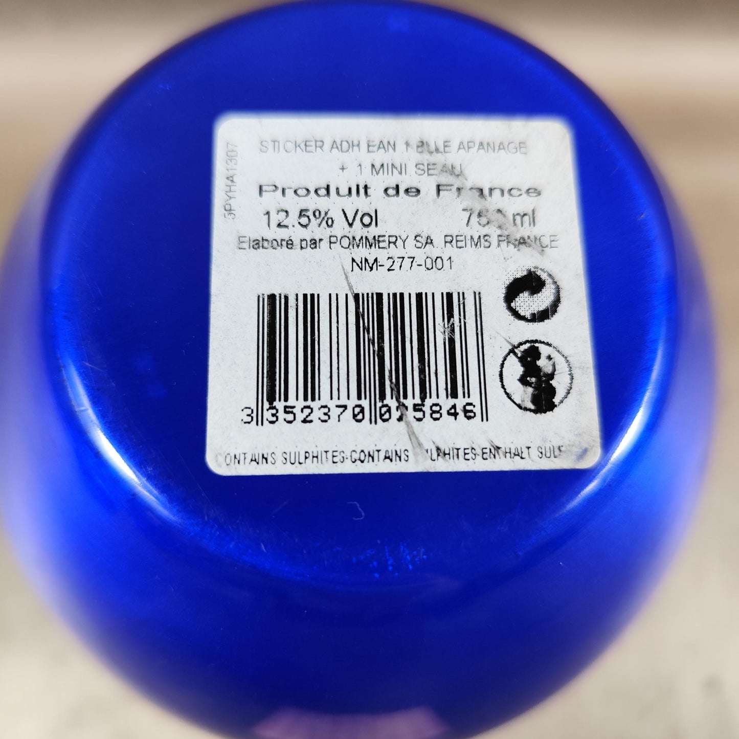 Seau à champagne Pommery bleu en aluminium Rafraîchisseur champagne