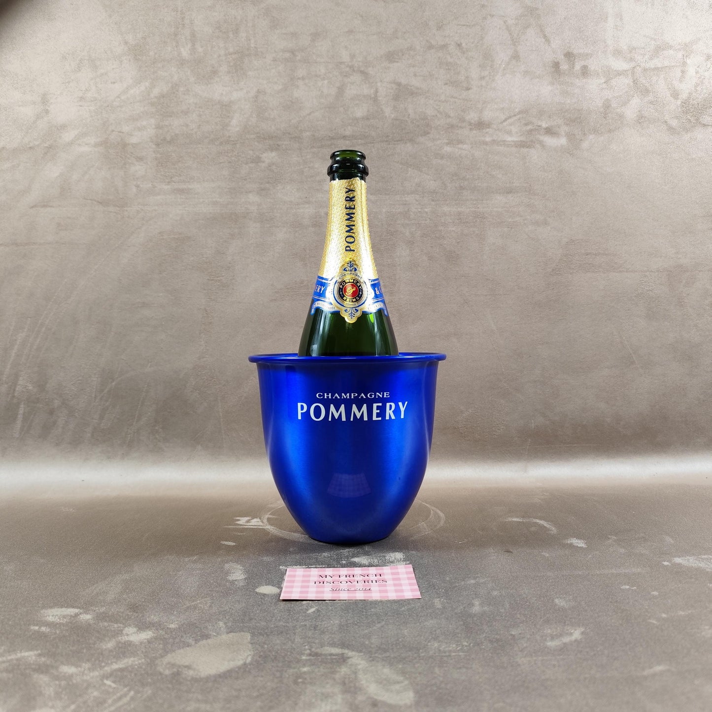Seau à champagne Pommery bleu en aluminium Rafraîchisseur champagne