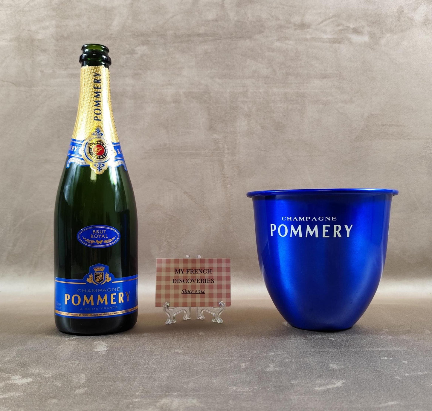 Seau à champagne Pommery bleu en aluminium Rafraîchisseur champagne