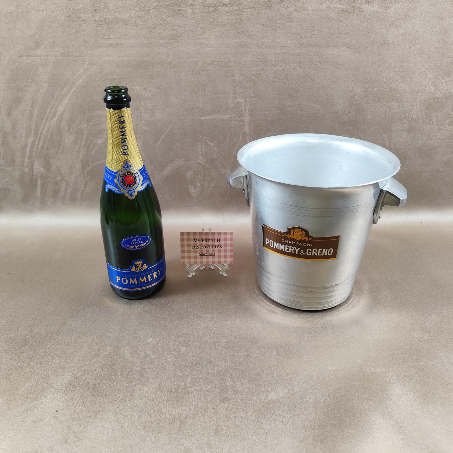 Seau à champagne Pommery & Greno en aluminium Seau à glace vintage