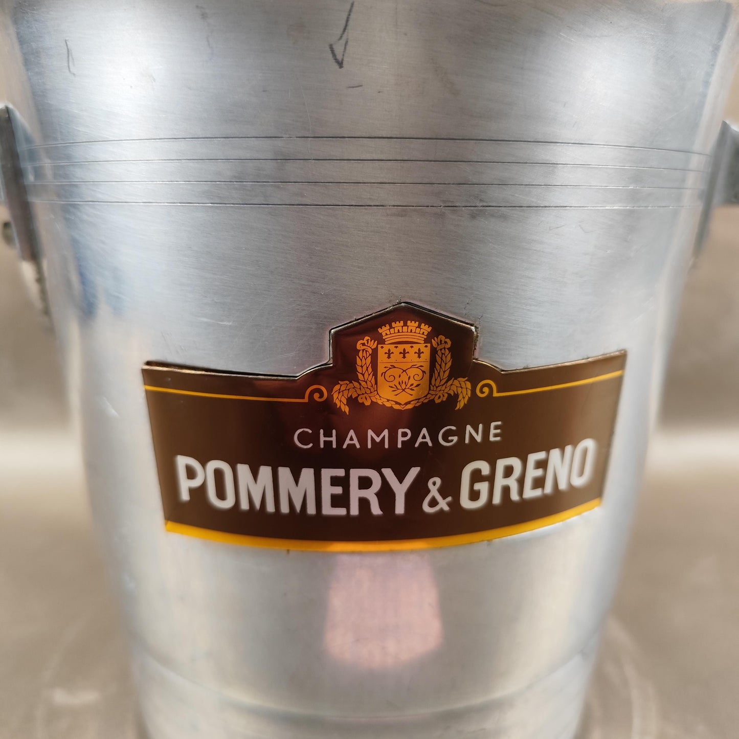 Seau à champagne Pommery & Greno en aluminium Seau à glace vintage