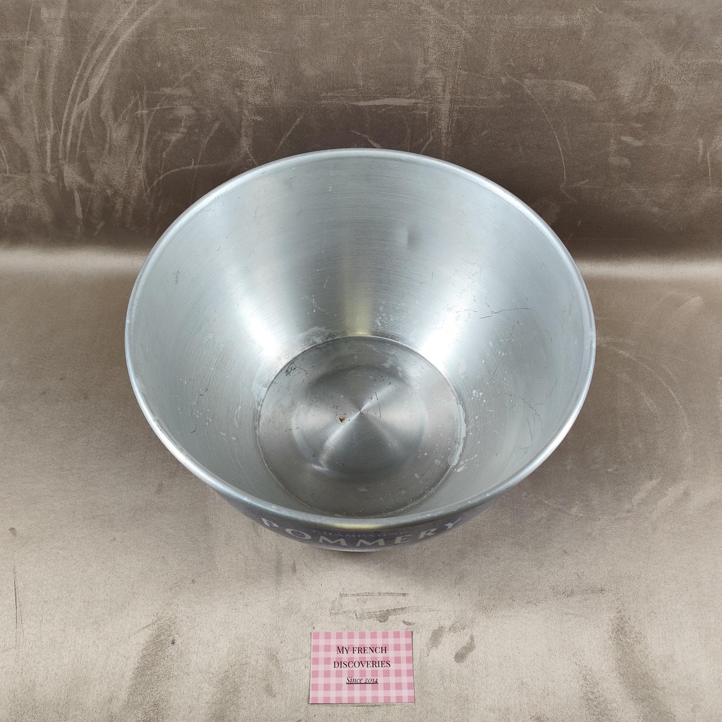 Grand seau à champagne Pommery aluminium bleu Vasque rafraîchisseur XXL