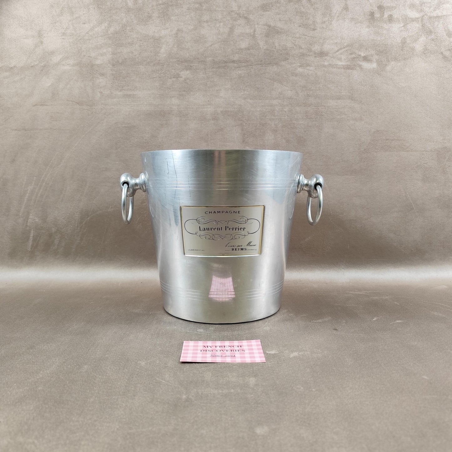 Seau à champagne Laurent Perrier en aluminium Rafraîchisseur vintage Reims