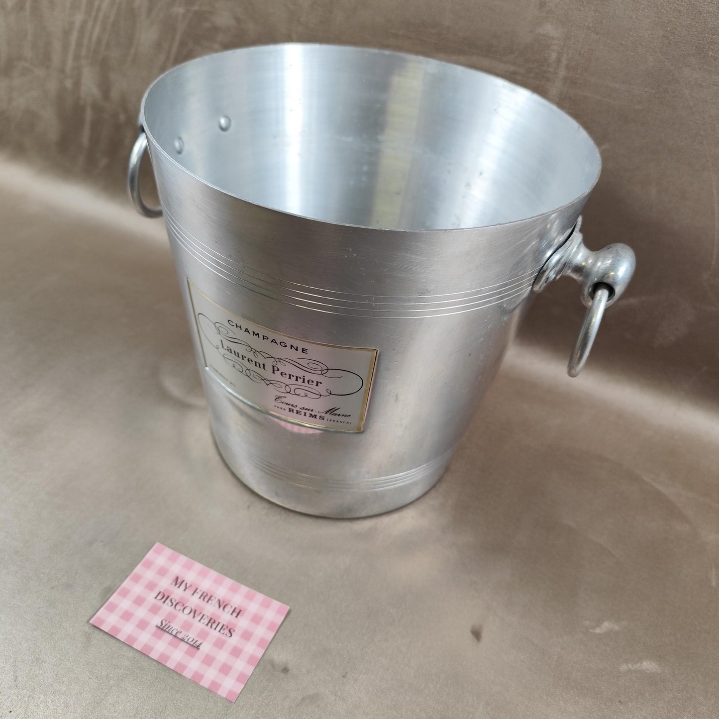 Seau à champagne Laurent Perrier en aluminium Rafraîchisseur vintage Reims
