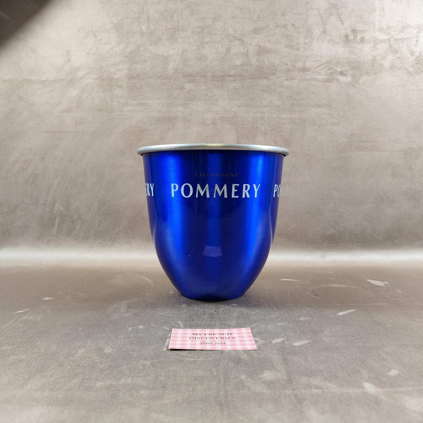 Seau à champagne Pommery bleu aluminium Rafraîchisseur bouteille Bar vintage