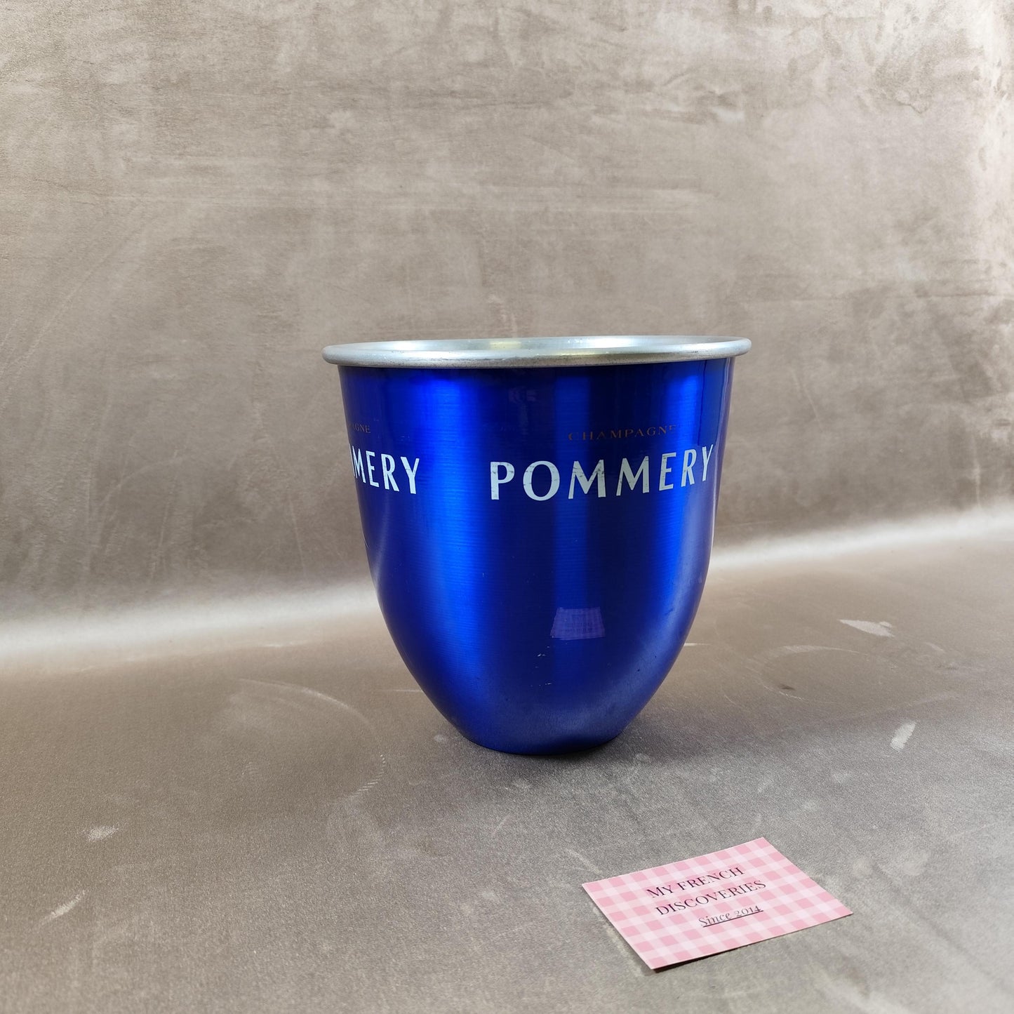 Seau à champagne Pommery bleu aluminium Rafraîchisseur bouteille Bar vintage