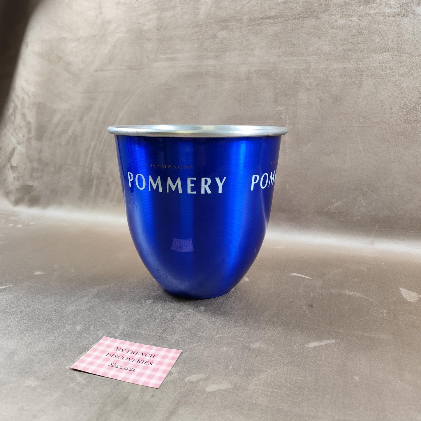 Seau à champagne Pommery bleu aluminium Rafraîchisseur bouteille Bar vintage