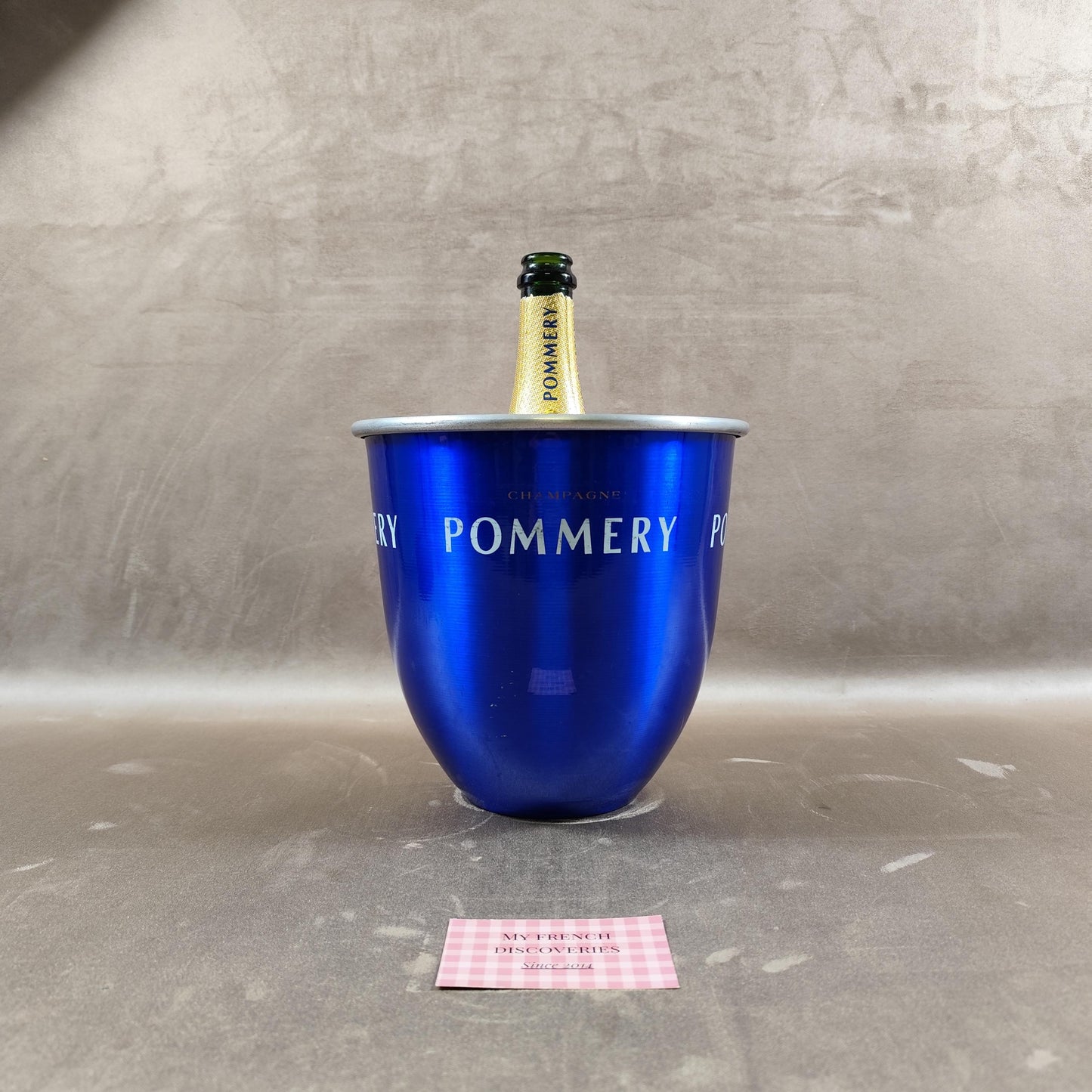 Seau à champagne Pommery bleu aluminium Rafraîchisseur bouteille Bar vintage