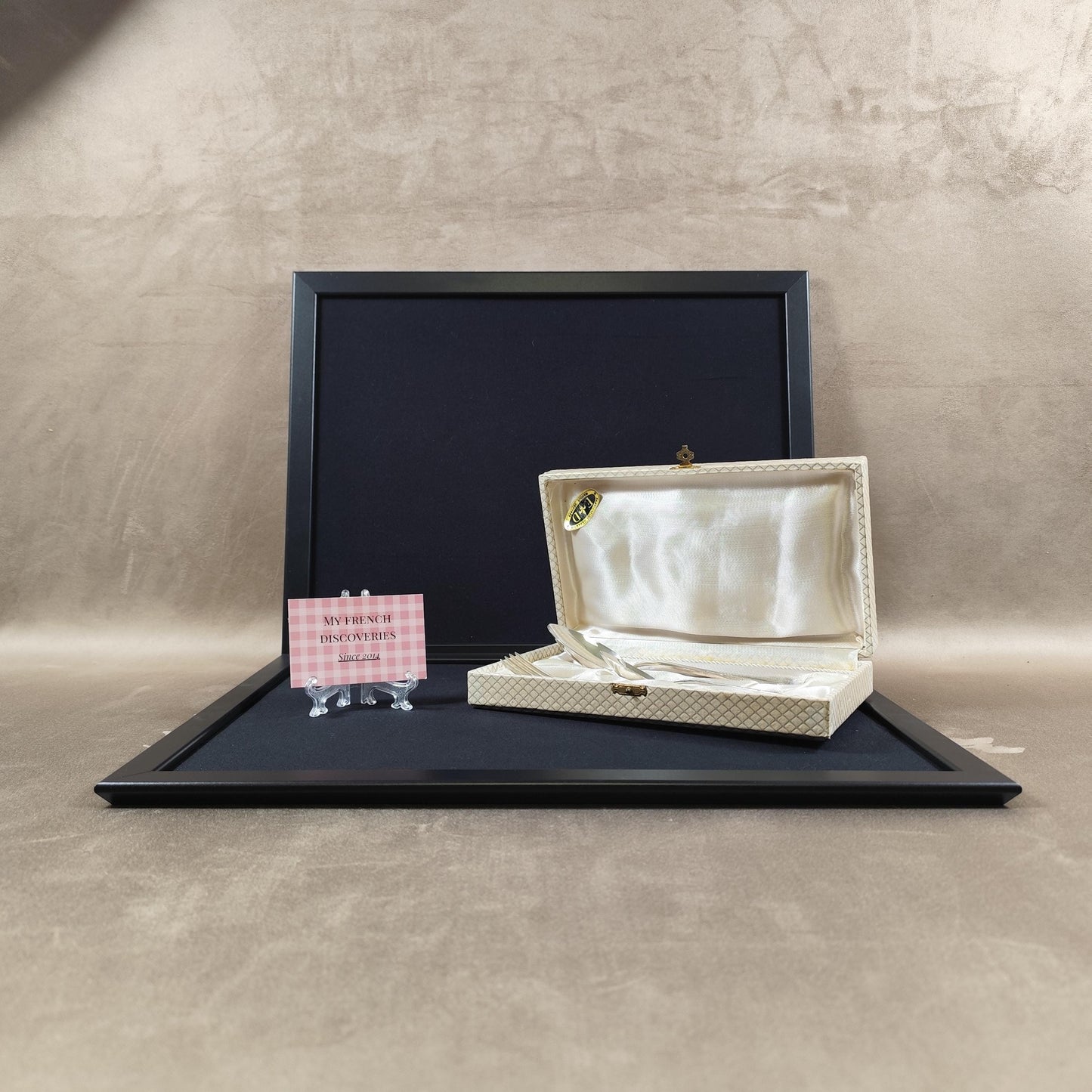 Coffret 3 couverts métal argenté C.F.A. Fourchette + 2 cuillères Écrin d'origine