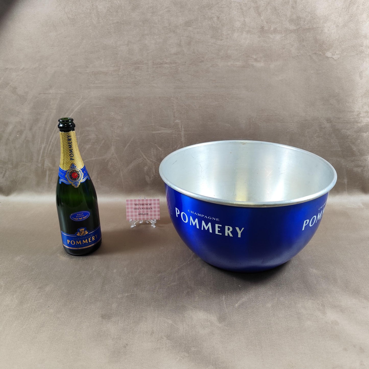 Vasque champagne Pommery aluminium bleu Seau à bouteilles Grand modèle