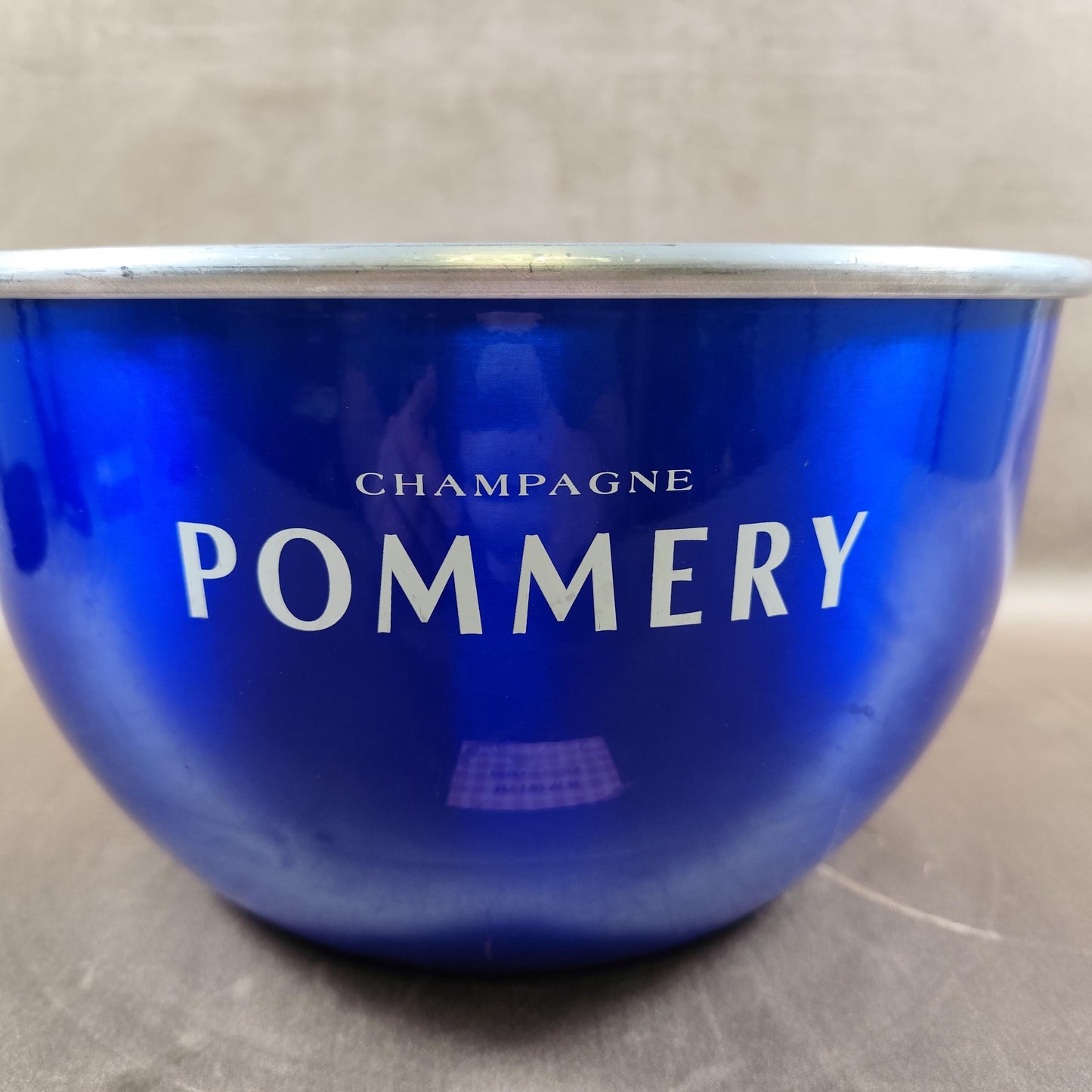 Vasque champagne Pommery aluminium bleu Seau à bouteilles Grand modèle