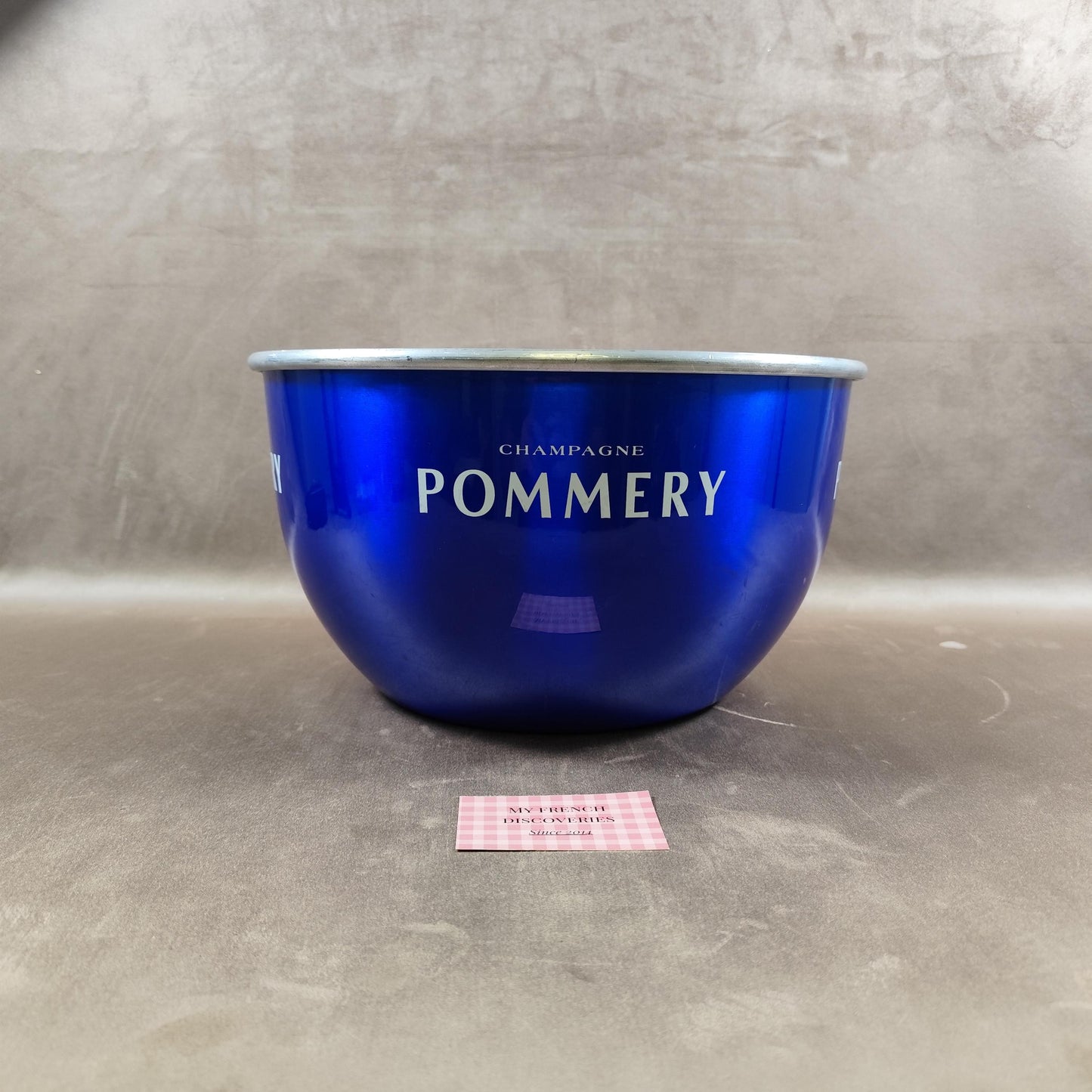 Vasque champagne Pommery aluminium bleu Seau à bouteilles Grand modèle