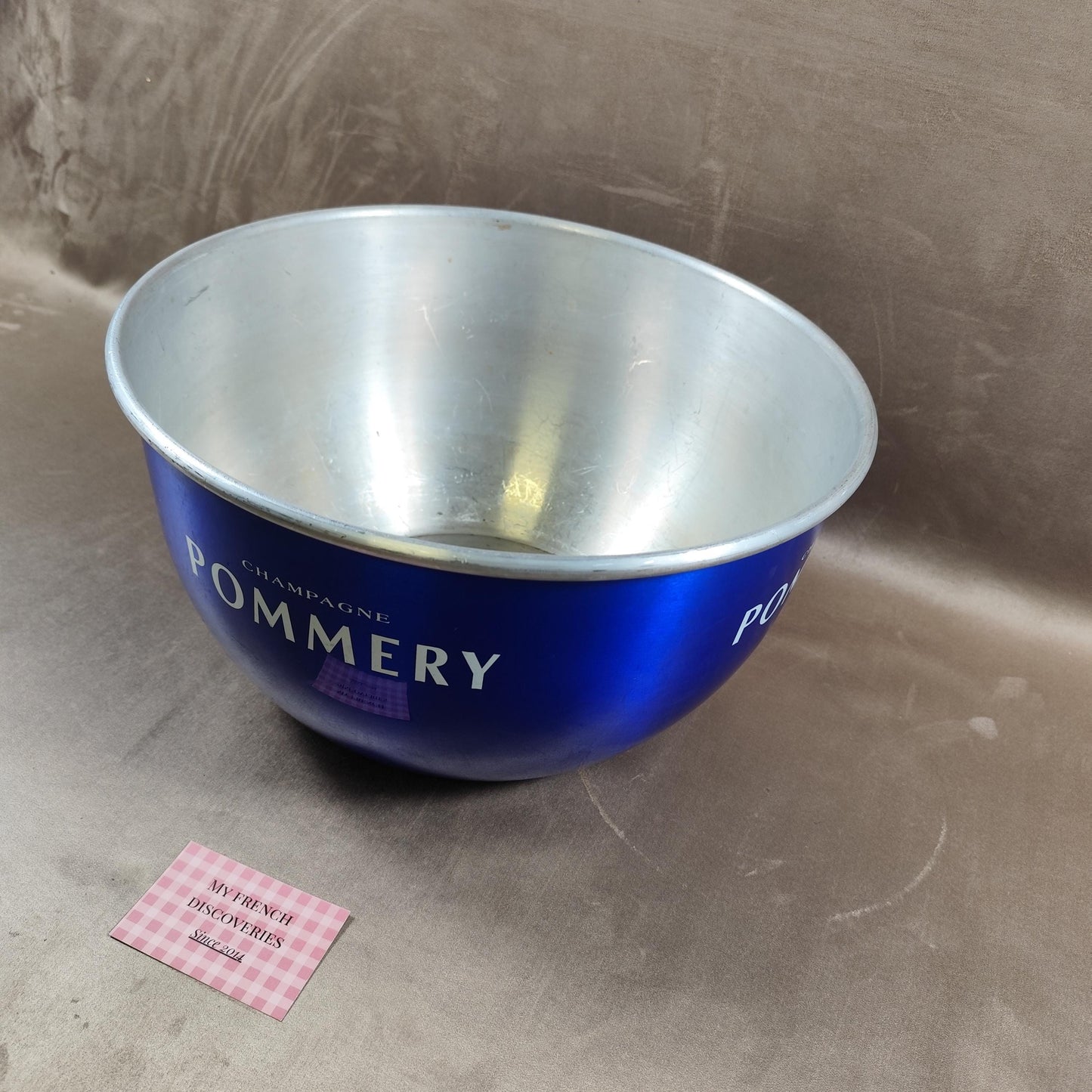 Vasque champagne Pommery aluminium bleu Seau à bouteilles Grand modèle