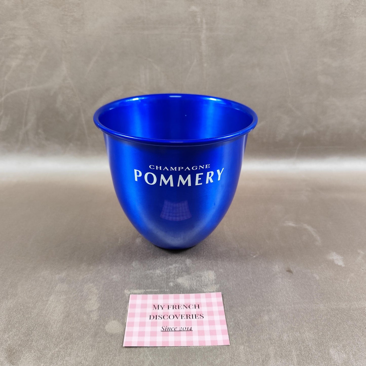 Seau à champagne Pommery bleu en aluminium Rafraîchisseur champagne