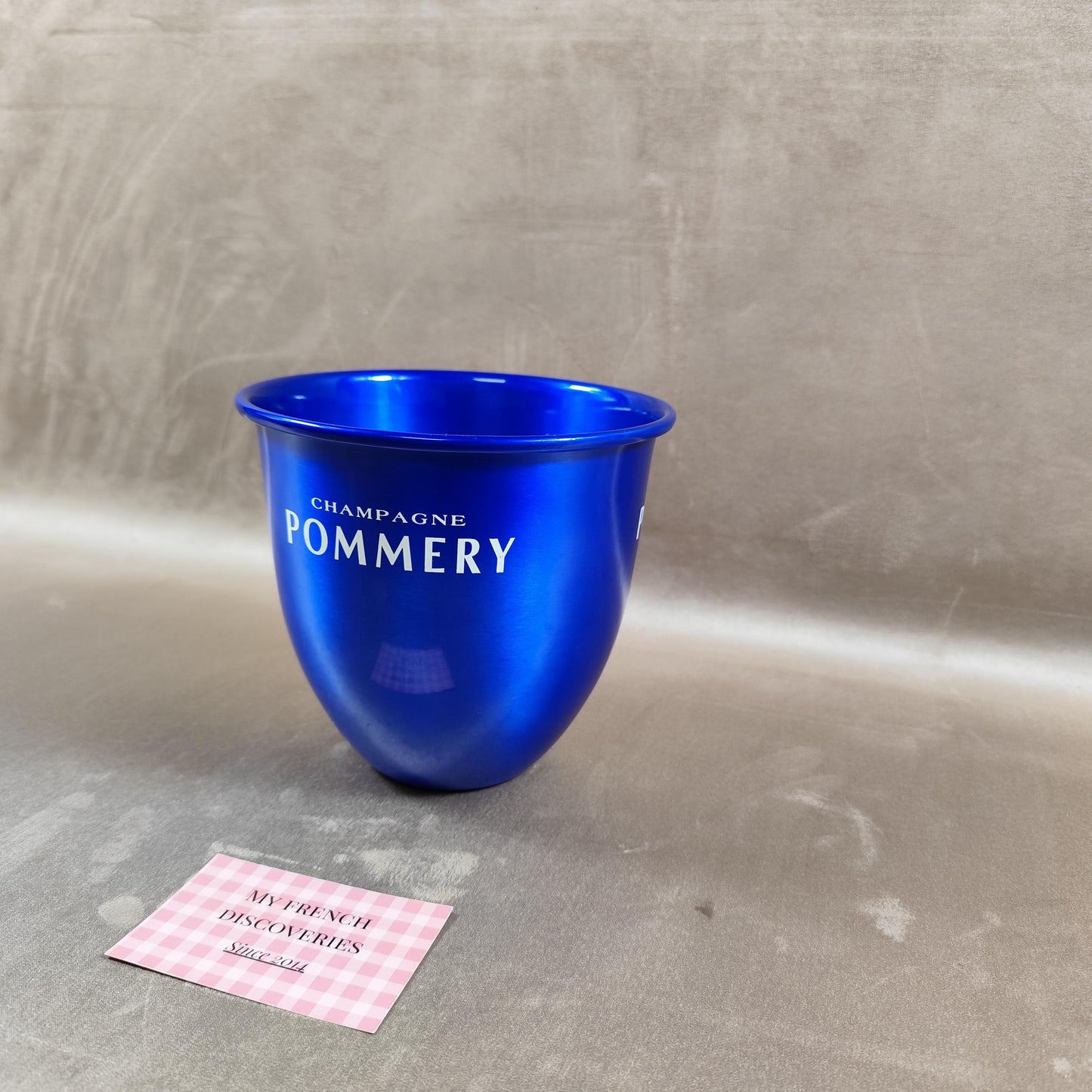 Seau à champagne Pommery bleu en aluminium Rafraîchisseur champagne