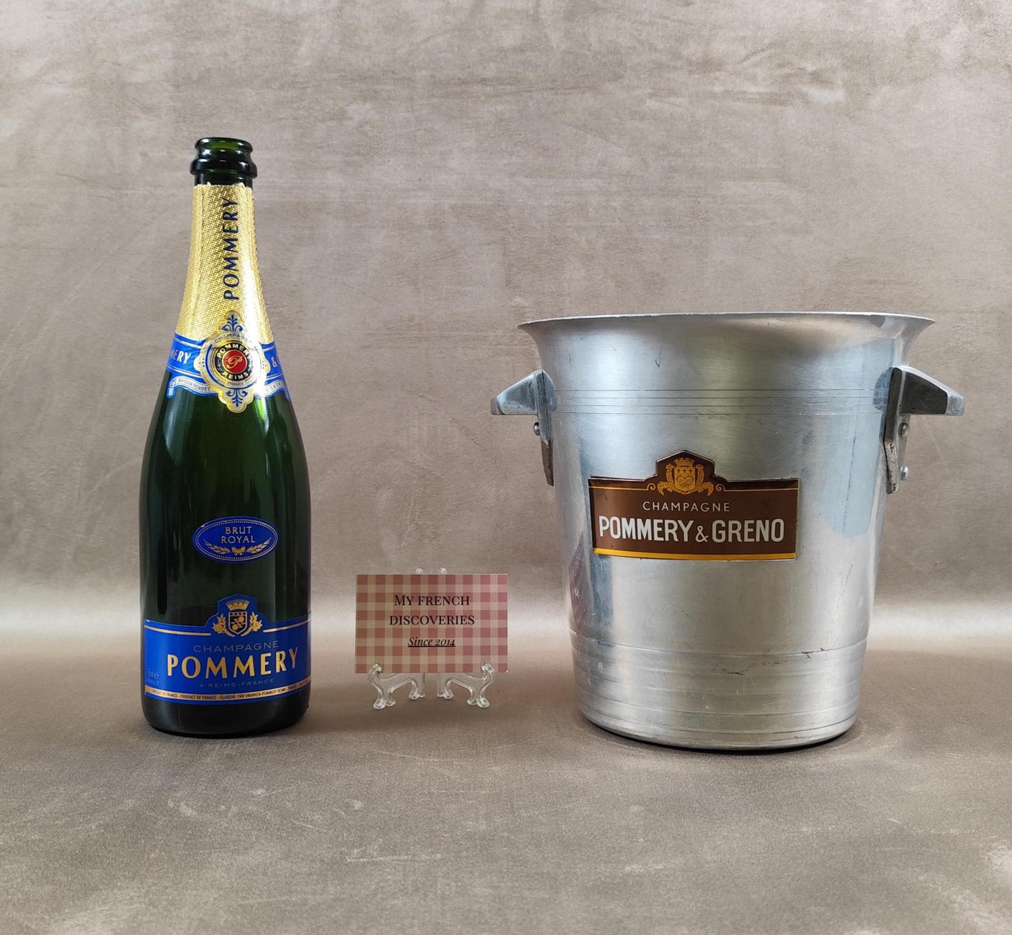 Seau à champagne Pommery & Greno en aluminium Seau à glace vintage
