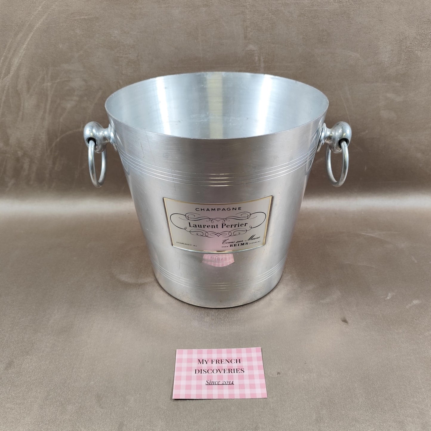 Seau à champagne Laurent Perrier en aluminium Rafraîchisseur vintage Reims