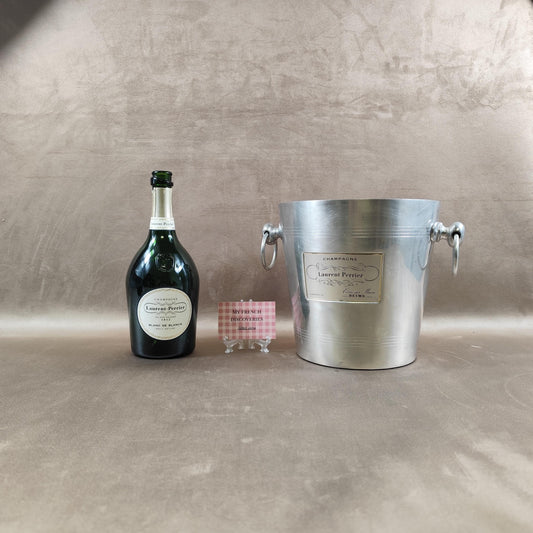 Seau à champagne Laurent Perrier en aluminium Rafraîchisseur vintage Reims
