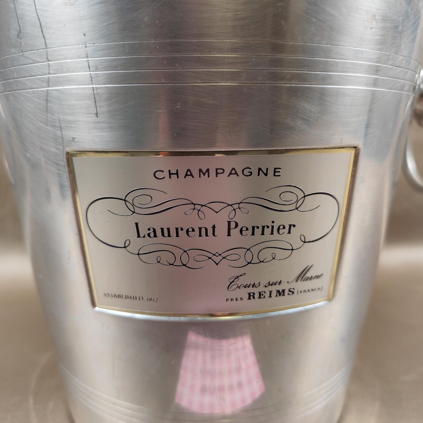 Seau à champagne Laurent Perrier en aluminium Rafraîchisseur vintage Reims